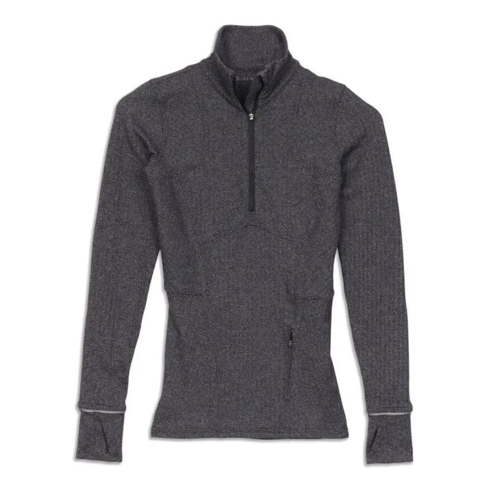 Lululemon Kanto Catch Me Pullover Top Shirt 1/2 Zip Herringbone Size 8 Run Ski